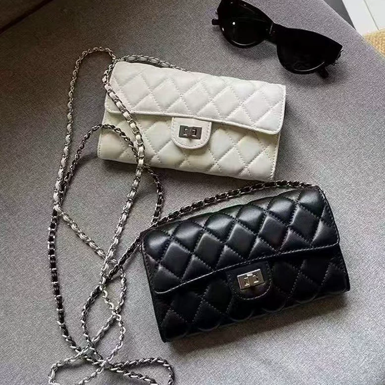 Сумка-кошелёк на плечо, стёганая «ромб» с цепочкой, 18×9×3 см, в стиле Chanel