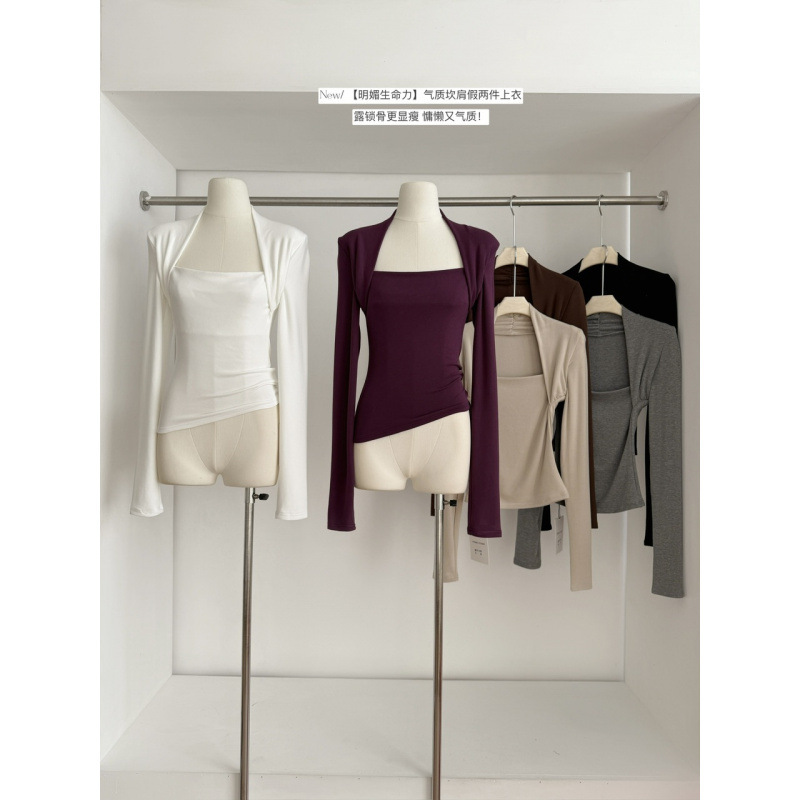 Senna Vest Collar Bottoming Shirt for Women 2025 Winter New Slim Fit Pure Velvet Warm Top