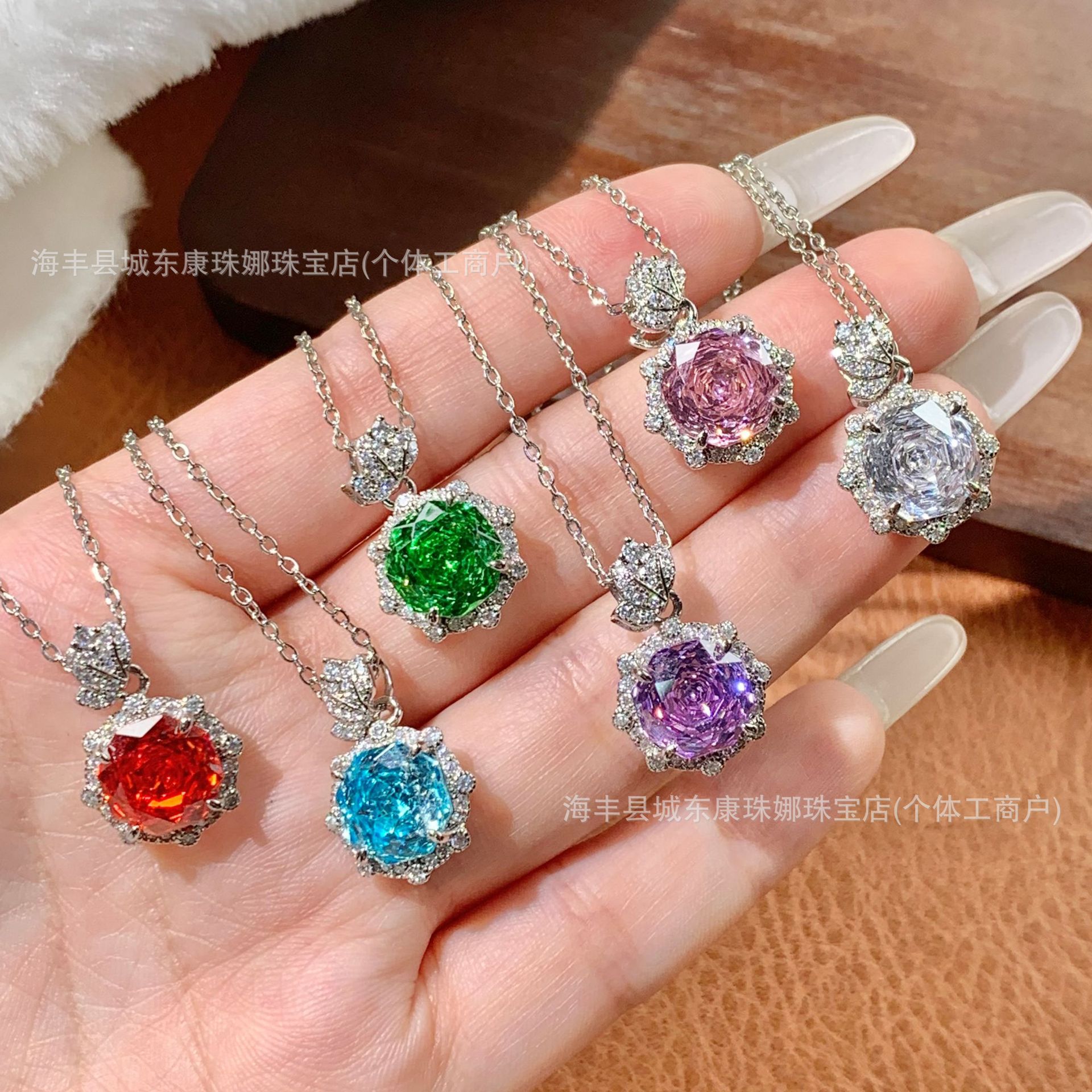 Ventas transfronterizas calientes ultra-brillante collar de corte de 1000 tonos colorido Bao tres piezas de moda nuevas joyas de alta calidad image 1