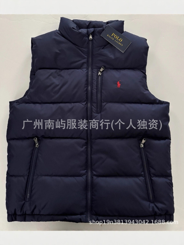 跨境高品质RL小马刺绣美式秋冬季立领保暖马甲男女情侣款背心外套|undefined