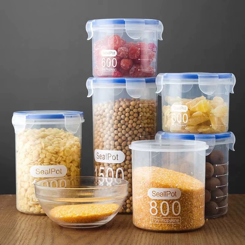 Large Transparent Plastic Sealed Jar Powder Jar Tea Household Jar Kitchen Grain Storage Box Storage Jar
