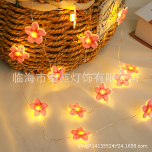 2025 New Cross-Border Waterproof Copper Wire Lamp Peach Blossom 6-Petal Flower Shape Lamp Courtyard Garden Room Decoration