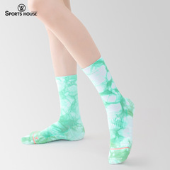 Sport's House運動之家女士中筒扎染工藝休閒運動潮襪毛圈襪子