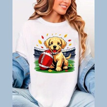Golden Retriever Dog Football Touchdown Game Day Season Pm T