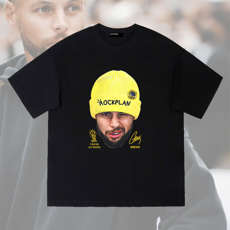 Curry Long-Staple Cotton Pure Cotton Short-Sleeve T-Shirt Loose Top Summer Sports Half-Sleeve Cross-Border Curry Authorized