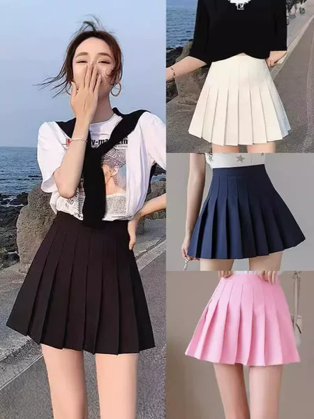 Black Pleated Skirt Women's Autumn and Winter Skirt Summer 2024 New High Waist Slimming Student A- line Skirt Small Skirt