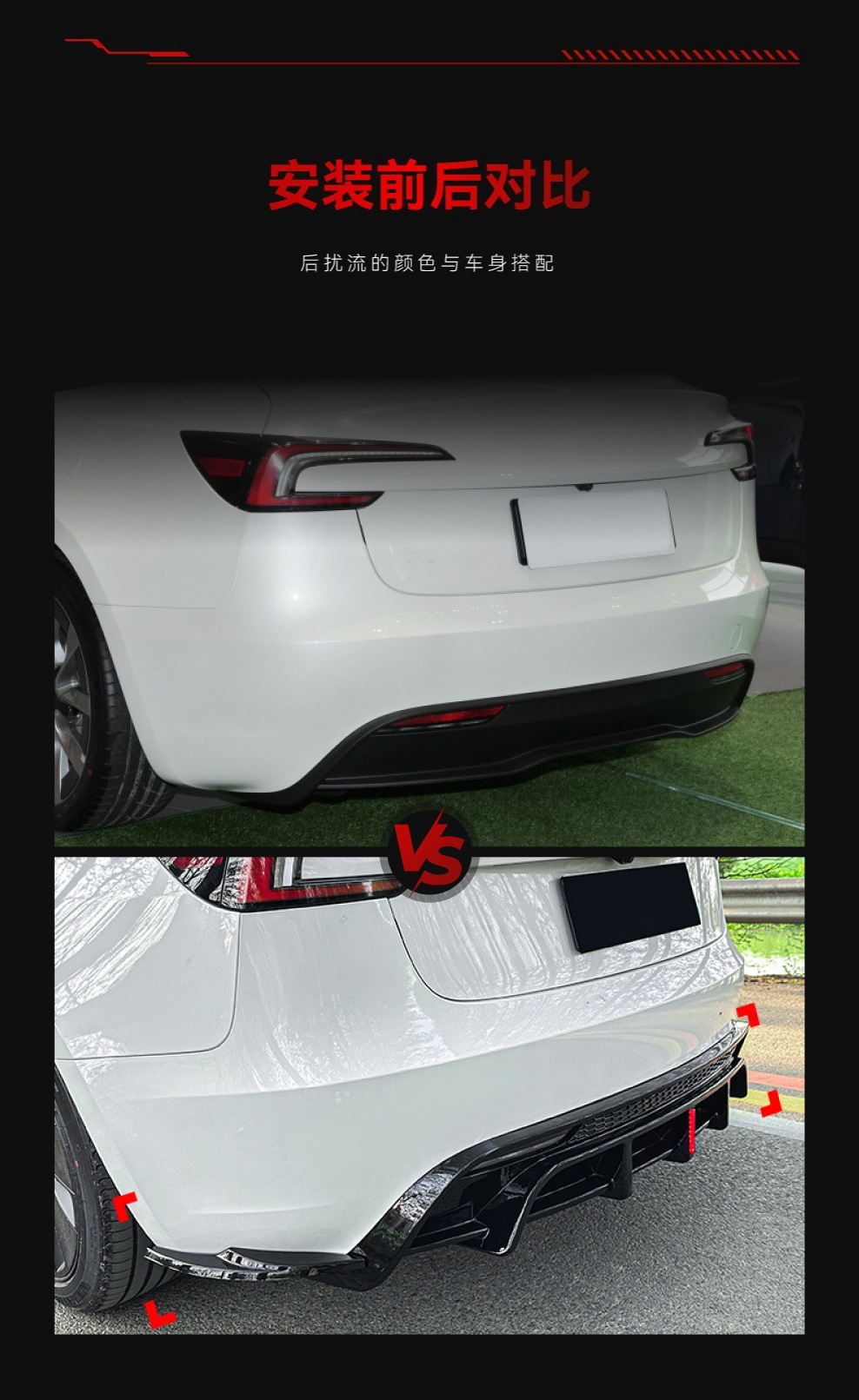 Suitable for 2024+ Tesla Tesla Model3 Pilot Light Tail Lip Rear Lip Blade Spoiler Cross-Border Modification