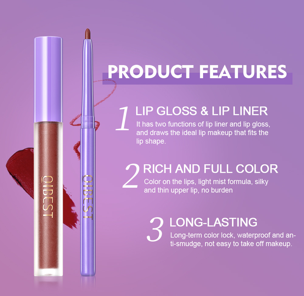 carina QIBEST new staining cup non fading lip gloss to decorate lips lipliner suit matte durable color lipstick_voghion.com