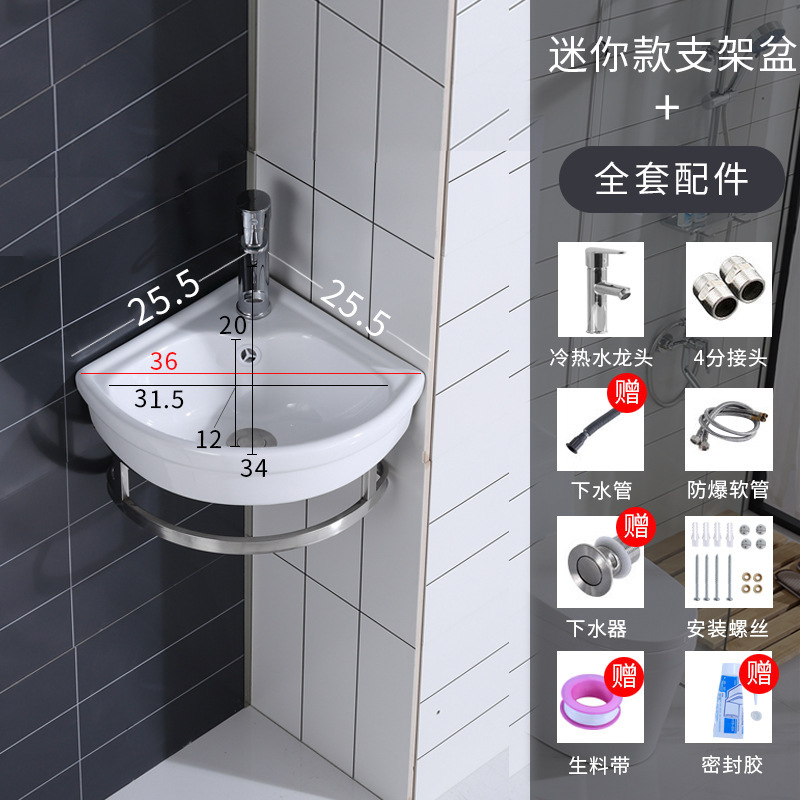 Mini triángulo soporte lavabo frío y caliente conjunto completo