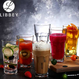 Libbey利比玻璃杯八角杯饮料杯水杯果汁威士忌杯奶茶杯杯子批发
