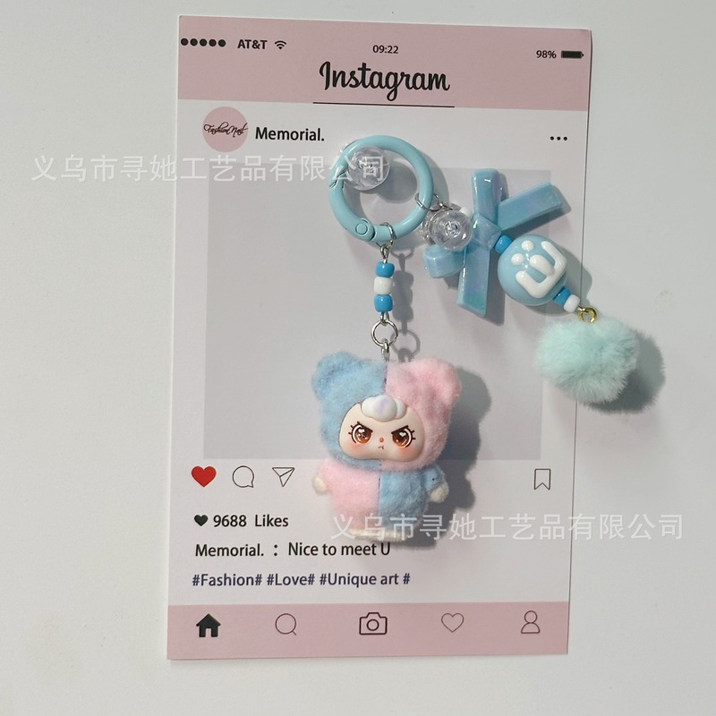植毛ラブブ人形3歳キーホルダーペンダントクロスボーダーかわいい人形DIYアクセサリー携帯電話アクセサリーペンダント|undefined