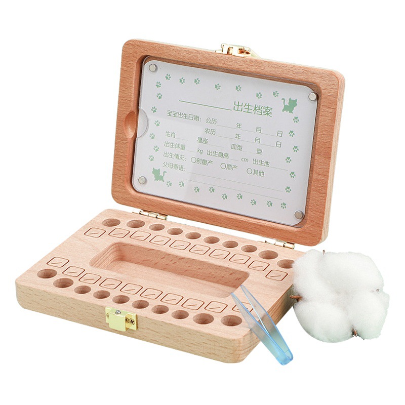 Caja de madera 2026 para guardar dientes de leche, cabello fetal y cordón umbilical para niños y niñas, regalo de cumpleaños creativo para niños, pequeño regalo.