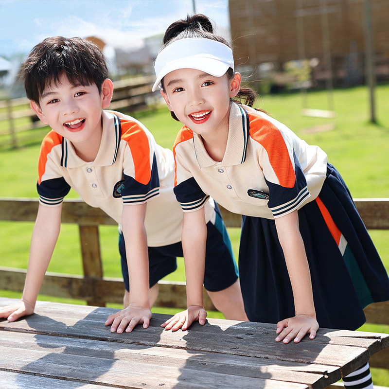 Primary School Uniforms, Kindergarten Summer Short-Sleeved Children's Suits, Kindergarten Uniforms, Class Uniforms, Sportswear, Group Performance Uniforms for Girls
