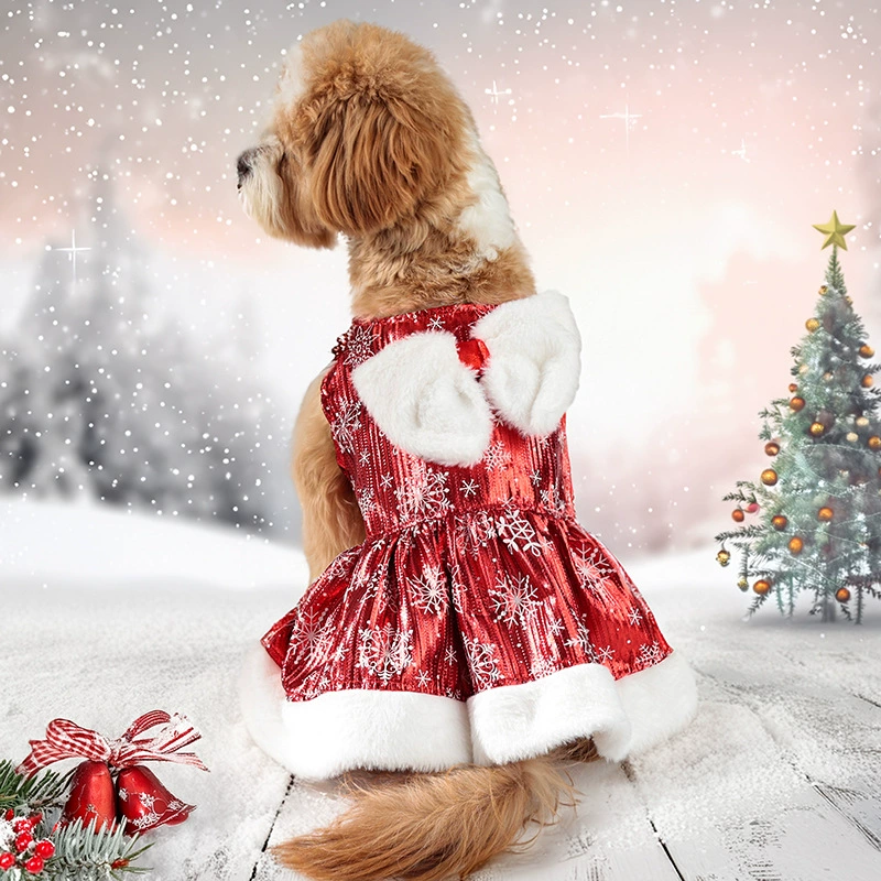 Новая одежда для домашних животных Рождественский праздник Снежинка Принцесса Платье Собака Костюм Кошка Рождественская Вечеринка Трансграничные Взрывы
