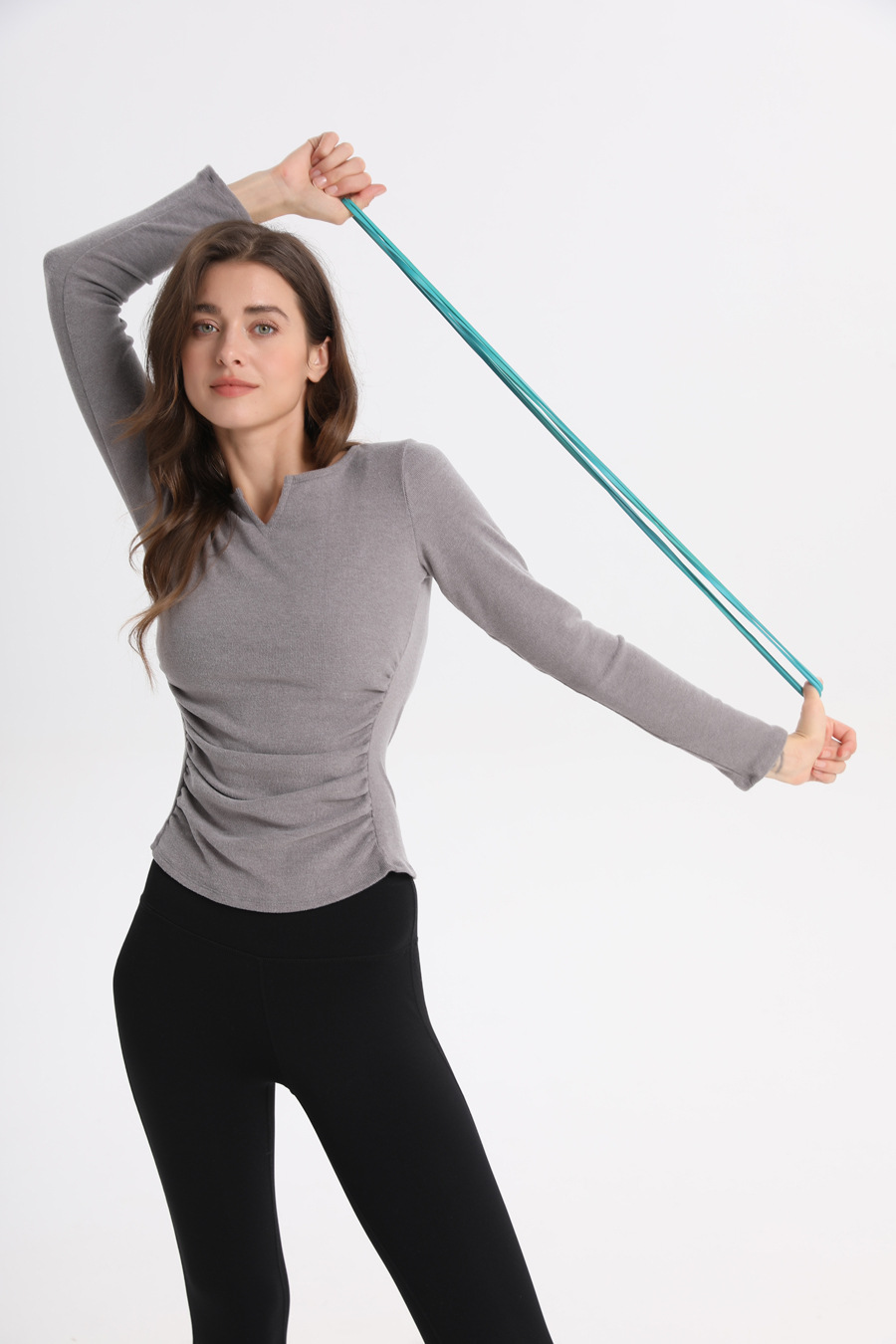 Långärmad yoga tröja för dam sportig och elastisk_voghion.com