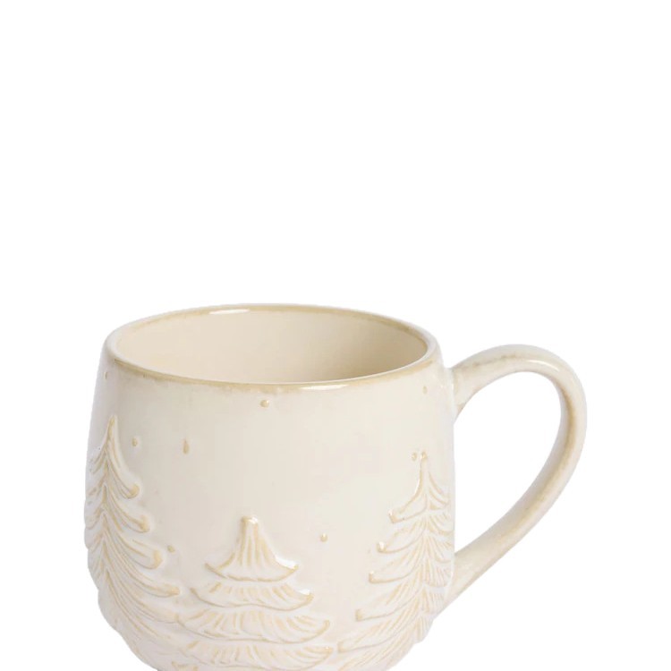 Taza de cerámica en relieve del árbol de Navidad simple ins de viento taza de Navidad taza de café de oficina en el hogar adornos con mango