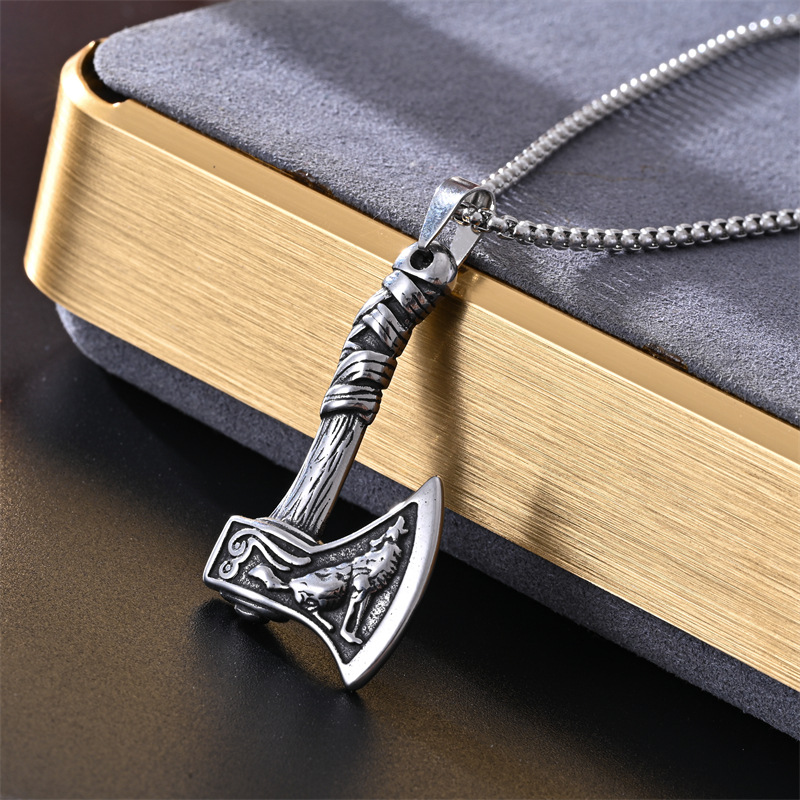 17g Weight Lobster Trigger Clasp Closure Clasp Closure Type 304 Stainless Steel Pendant Material Pendant Necklace Classification 304 Stainless Steel Chain Material box chain Chain Type 1 Piece Quantity Casual, Street Occasion 304 Stainless Steel Material Axe, Anchor, Snake, Fish Tail Pattern All Seasons Season Men's Gender Plating Design Hip-Hop, Vintage Style, Streetwear Style Hip-Hop Vintage Style Streetwear Axe Anchor Snake 304 Stainless Steel Plating Men's Pendant Necklace Men Pendant Necklaces 2