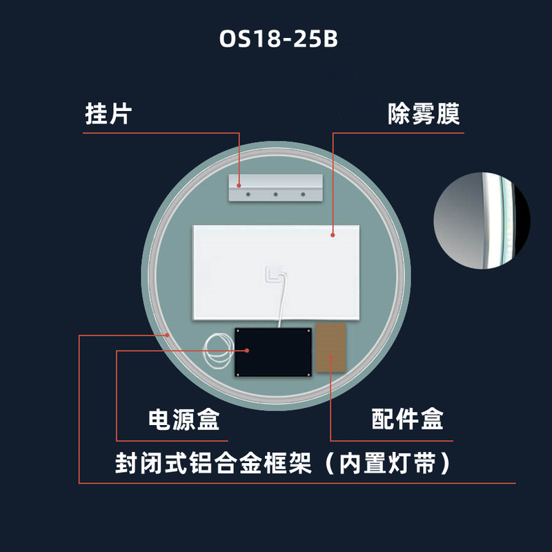 浴室镜子圆形打孔挂墙卫生间洗手台化妆镜卧室壁挂镜梳妆镜|undefined