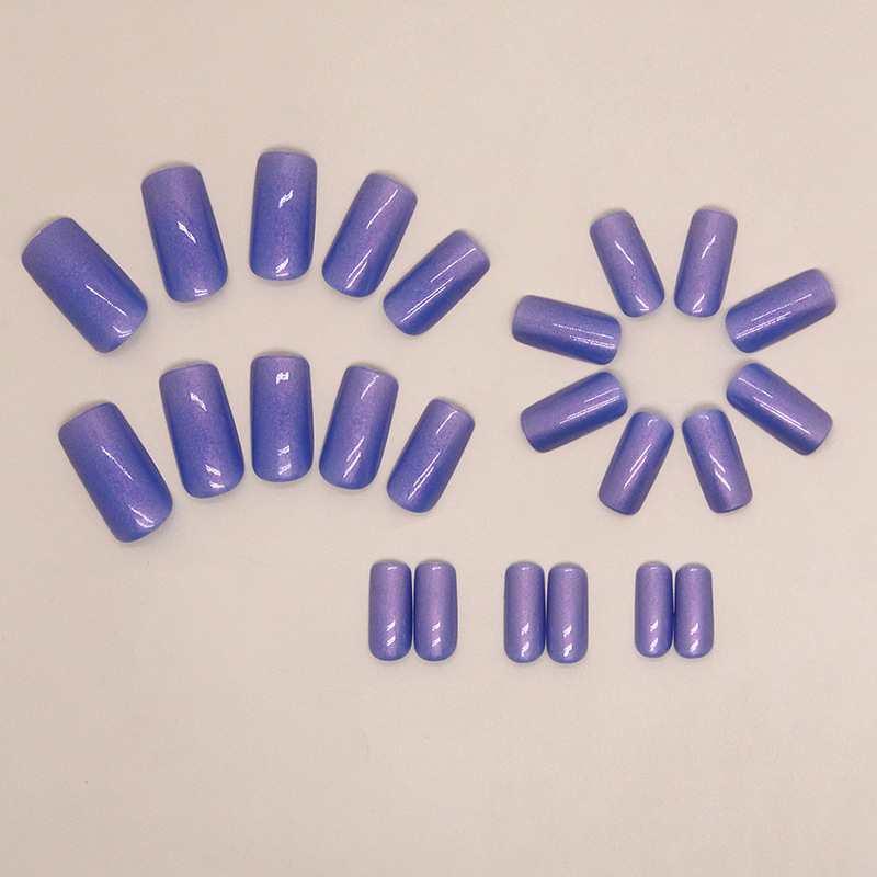 Cool et violet bleu Aurora doux Style chinois carré européen mode blanchiment faux produit portant un mélange d'ongles_voghion.com