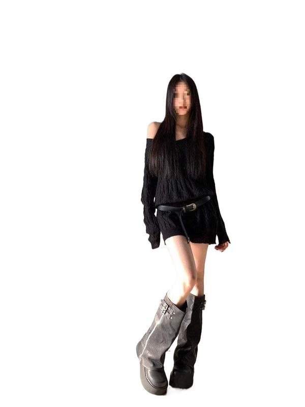 增高厚底显瘦棕色靴子女美拉德长筒靴2025新款复古西部牛仔裤管靴|undefined