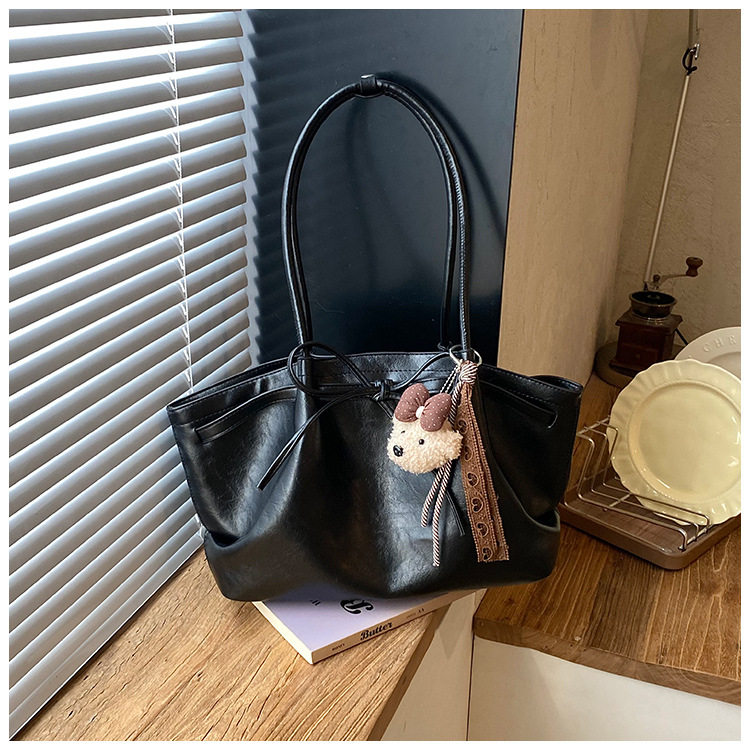 Túi tote nữ cỡ lớn dáng shopping đeo vai kẹp nách — Màu cà phê Không có mặt dây chuyền, Màu nâu không có mặt dây chuyền, Rượu vang đỏ không có mặt dây chuyền, Đen không có mặt dây chuyền chi tiết 12