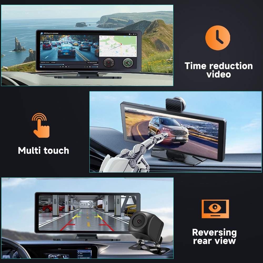 10.26inch Carplay Dash Cam with 4K High-Definition Screen and Wireless Navigation Supports Androidauto