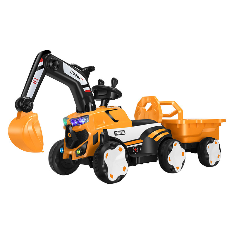 Excavadora eléctrica para niños se puede sentar en un coche de juguete para niños gran excavadora de ingeniería de cuatro ruedas image 6
