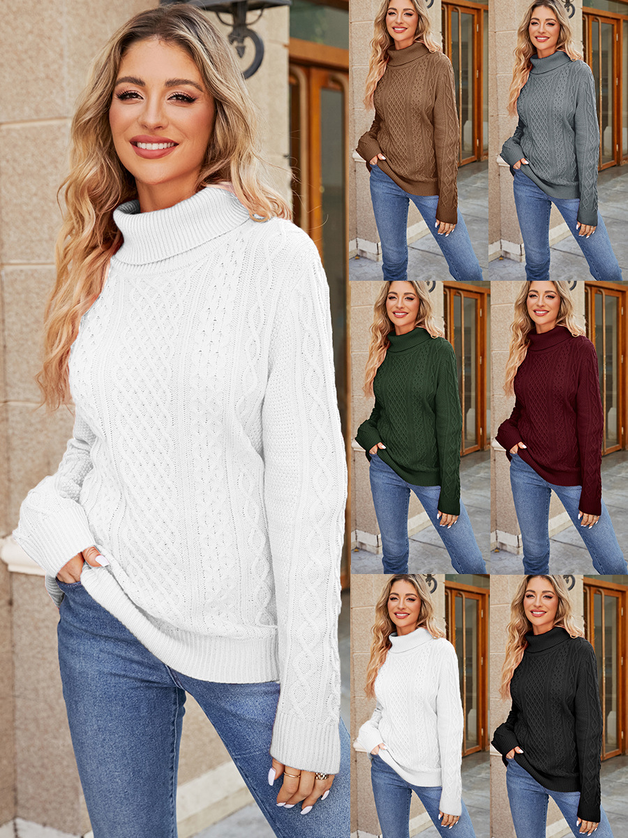 Amazon popular turtleneck suéter de las mujeres otoño y el invierno nuevo color sólido punto superior temperamento cuello alto bottoming camisa image 3