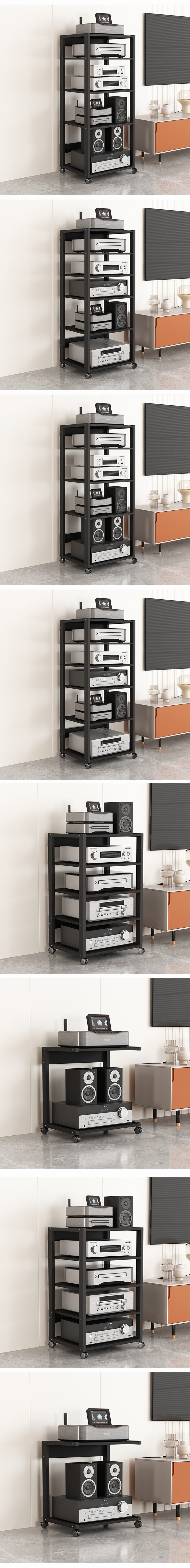 Home Living Room Multi-Layer Amplifier Cabinet Mobile Speaker Stand Mixer Home Theater Storage Bracket Rack