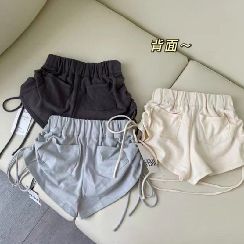 High waist drawstring shorts women's sum...