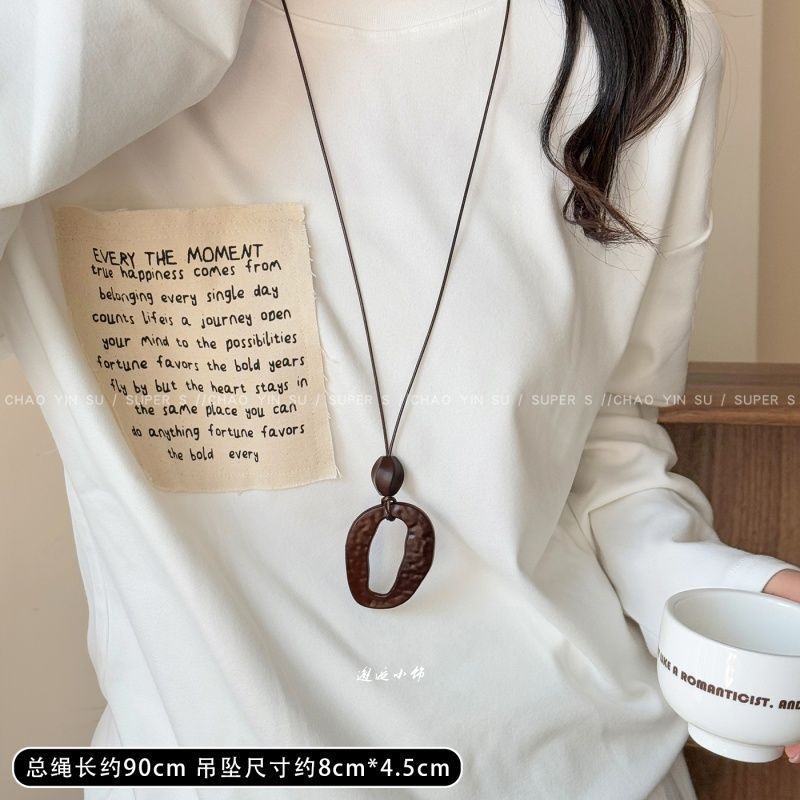 复古长款不规则圆环吊坠项链女民族风可调节挂脖毛衣链高级感配饰|undefined