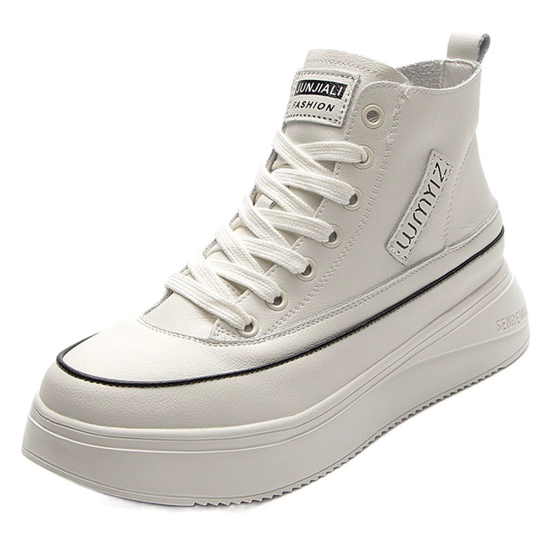 Прилив 2025 года новые шнуровки повседневные короткие сапоги ретро Мартин сапоги женские кексы толстые подошвы модные кожаные женские туфли