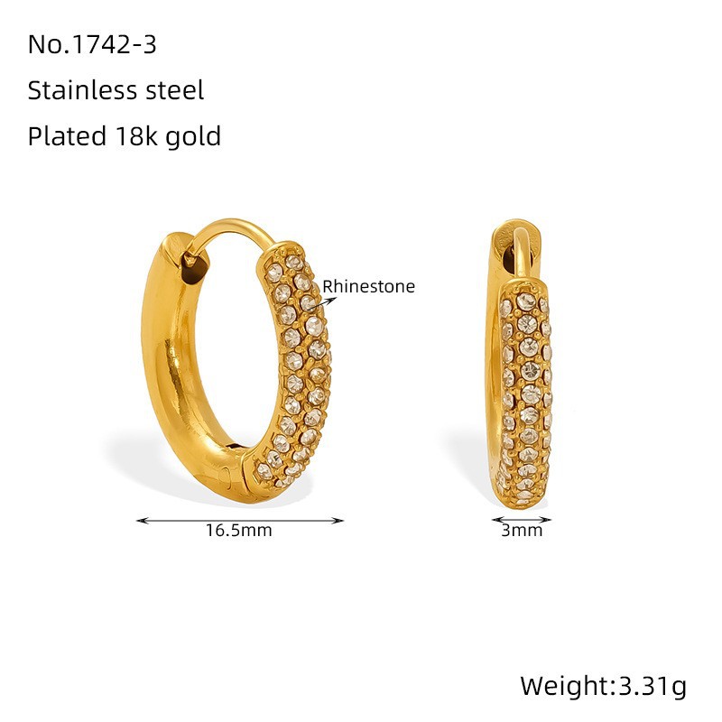 Pendientes de diamantes de acero inoxidable de oro de 18 quilates explosivos de Amazon para mujer