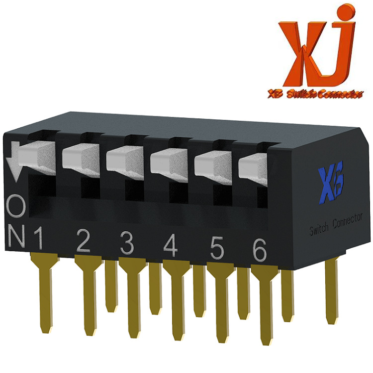 批发六位拨码开关90度  侧柄6档拨动开关 六位  6位琴键拨码开关