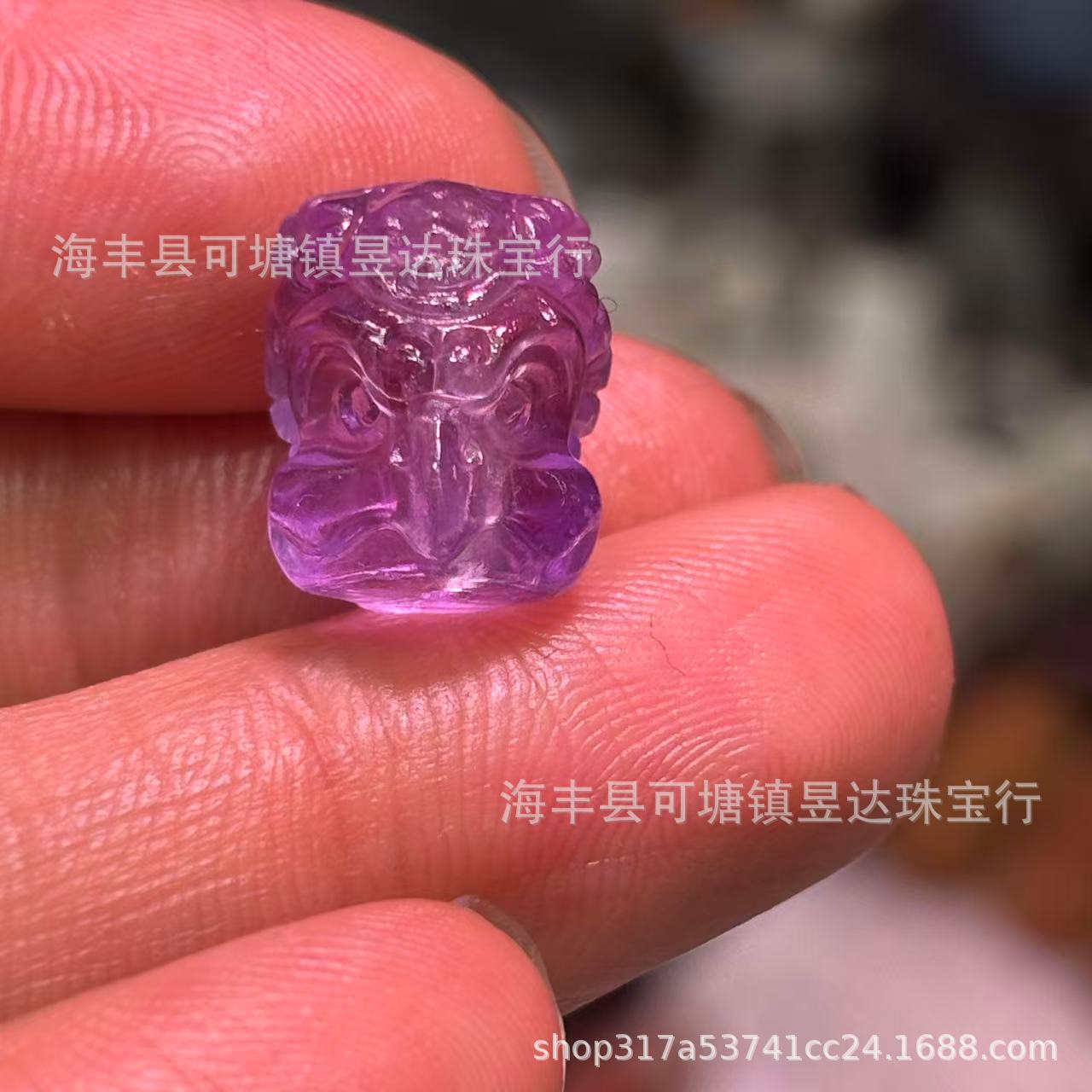天然8A级紫水晶精工雕刻大鹏鸟 近11mm配各种文玩手串配珠DIY配件