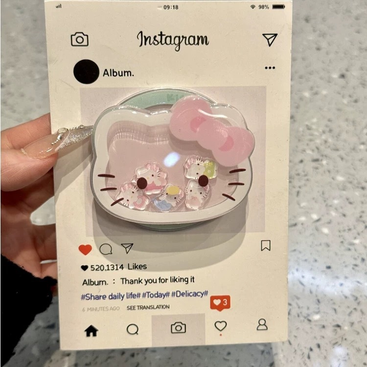 シェイクピンクとグリーンのキティ、磁気スタンド付き Apple 16promax 携帯電話ケース 15/14 ソフト 13 女性 12 に適しています|undefined