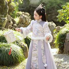 女童汉服春季拜年服女宝中国风古装超仙襦裙龙年儿童唐装加厚套装