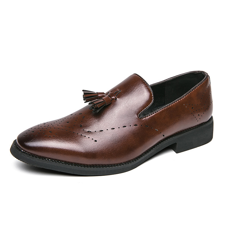 2024 nuevo perezoso con un pie de zapato de sollofe para hombre conducir zapatos de cuero de negocios casuales británicos para hombre image 7