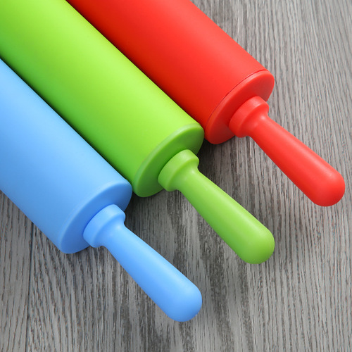 Dropshipping silicone rolling pin flour stick medium roller plastic head rolling pin suitable for children