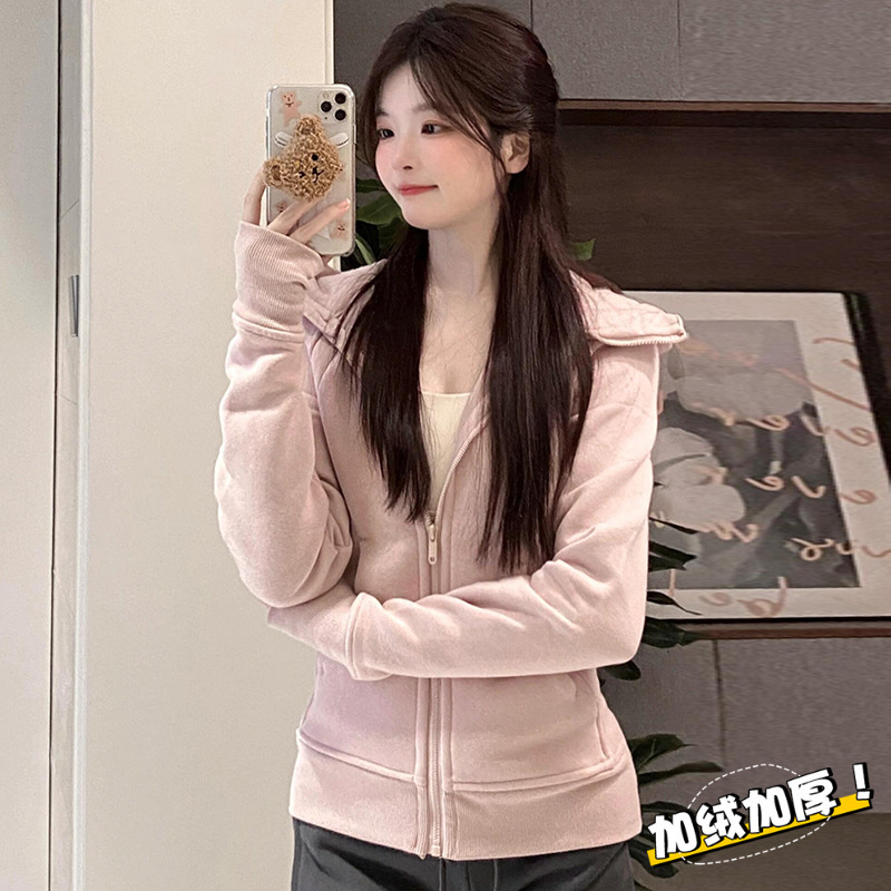 修身外套女款正肩卫衣春秋季衣服连帽衫收腰紧身短款上衣2025新款|undefined