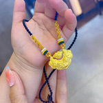 999足金锦鲤金锁黄金双鱼平安锁包24K纯金编织挂坠长命锁项链送礼