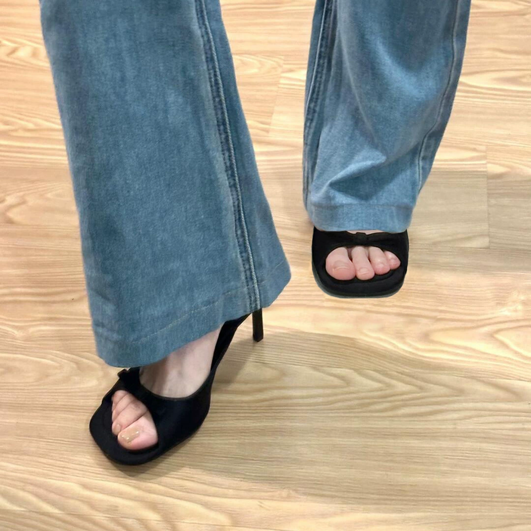 Высококачественные женские тапочки из натуральной кожи на мягкой подошве из овчины на высоком каблуке, летние туфли на высоком каблуке, полутапочки с бантом, сандалии, сандалии