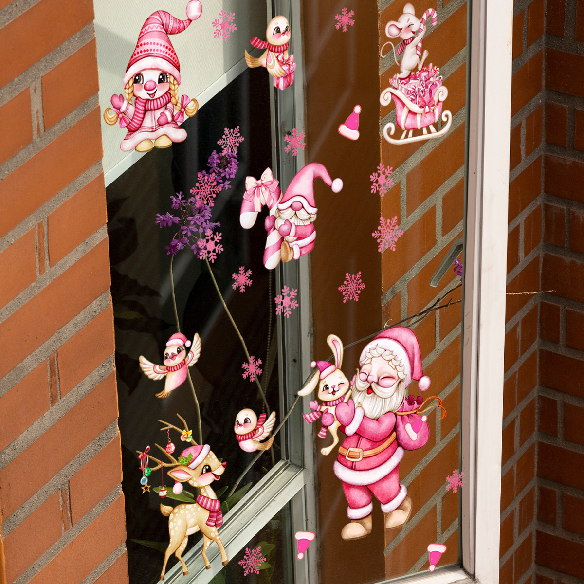 Kerst muursticker kerstman en rendier muurdecoratie woonkamer_voghion.com