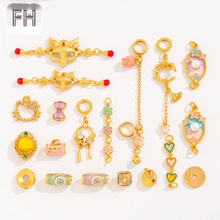 滴油中国风古法金立体手串吊坠流苏挂件 DIY通孔隔珠配件材料配饰