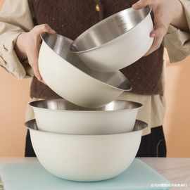 沙拉盆韩式带刻度面盆家用套装厨房烘焙打蛋盆调料盆304不锈钢盆