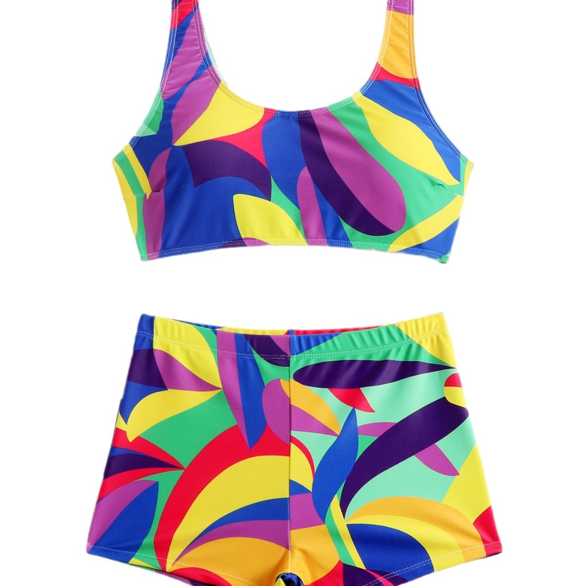 Traje de baño de comercio exterior transfronterizo europeo y americano dividido de dos piezas sexy cinturón de hombro estampado bikini traje de baño de mujer al por mayor