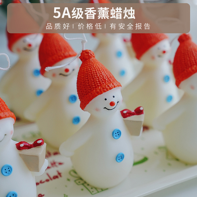 圣诞节小礼品手工香氛伴手礼雪人造型蠟燭跨境圣诞香薰蜡烛定制|undefined