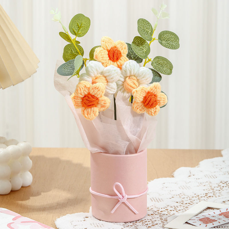 Día del Maestro regalo de flores de peluche, flores de regalo de cumpleaños, flores de tejido a mano, flores de regalo de la escuela