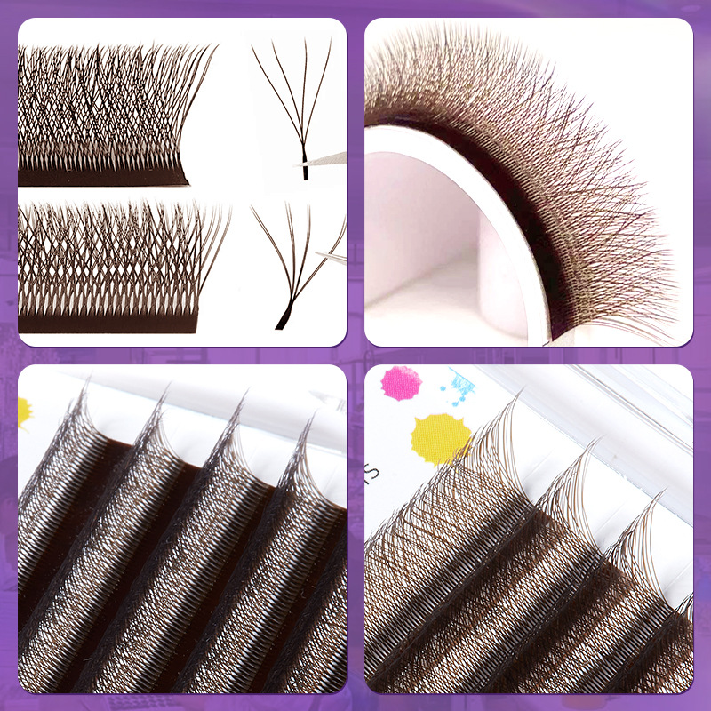 Fábrica de belleza de pestañas negro marrón pelo suave 0.07 mezcla marrón transfronterizo pestañas caramelo injerto de trébol pestañas falsas
