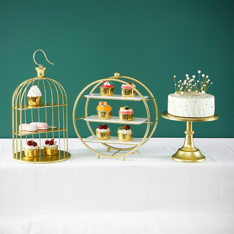 Decoración de postre europea estante de exhibición de decoración de boda bandeja de pastel de la tarde estante de refresco de té de comida fría mesa de descanso de té